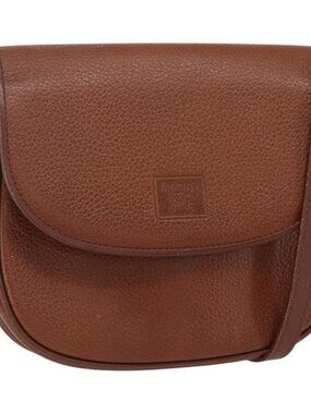Authentic Burberrys Shoulder Bag Leather Brown Gold